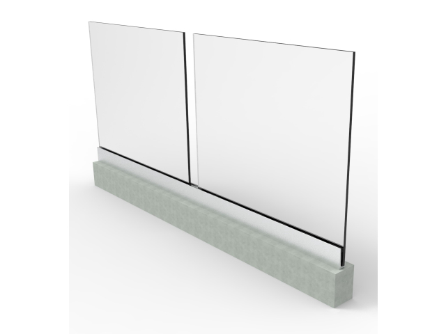Glass railing, aluminium profile, 2500x1000mm